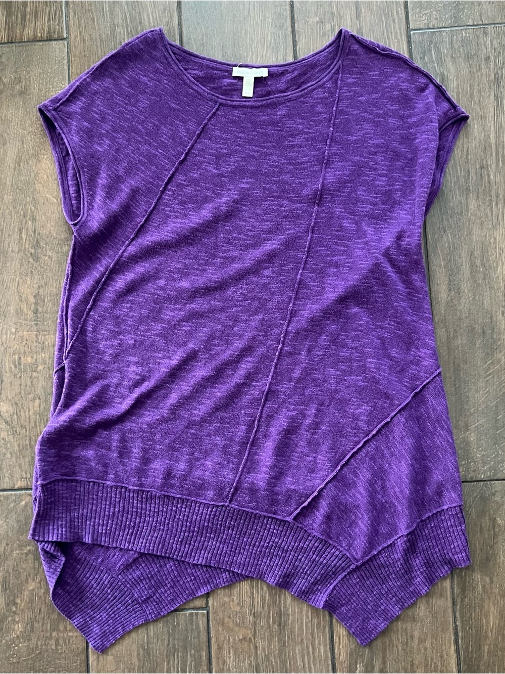 Eileen Fisher Purple Linen Blend Asymmetrical Top size M